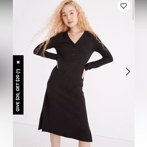NWT Long-Sleeve Henley Midi Dress